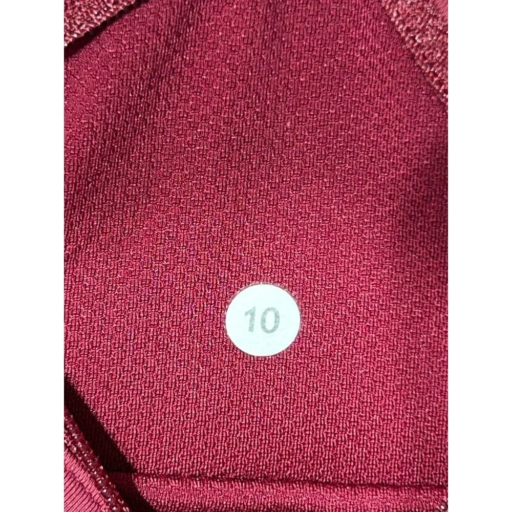 Lululemon Athletica Women's Burgundy Mid-Rise Mesh Panel Leggings Size 10 3086 - Picture 6 of 10